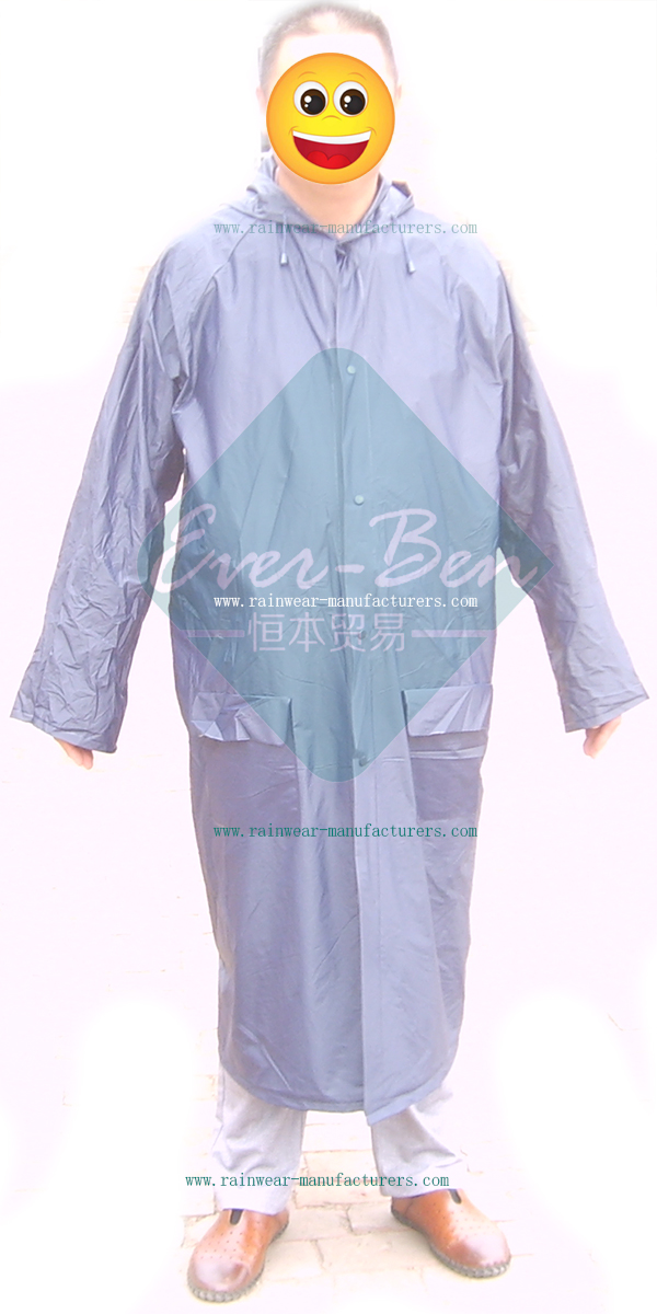 Black PVC plastic macs adults-plastic raincoat with hood-plastic rain suit